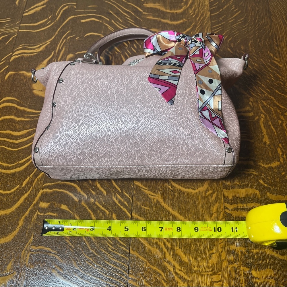 Coach Kelsey Studded Caviar in Metallic Leather Tuberose Pink Shoulder Bag - Picture 11 of 12